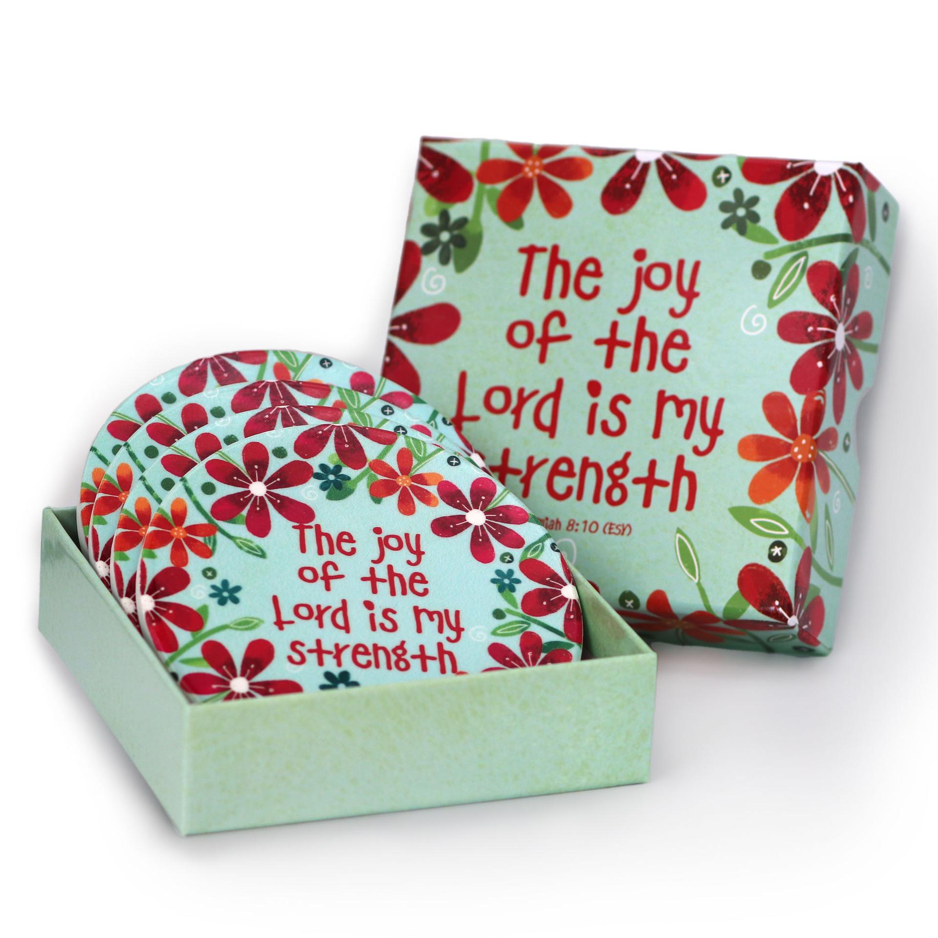 The Joy of the Lord Ceramic Coasters In Box