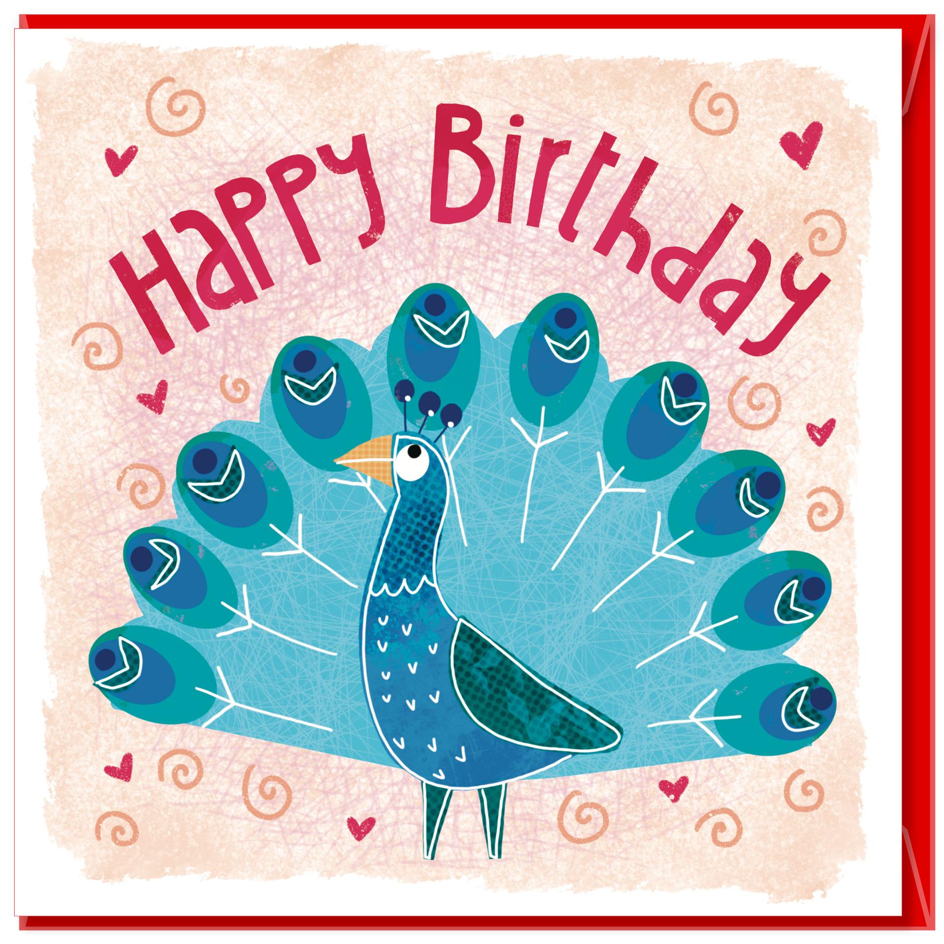Birthday Peacock Greetings Card