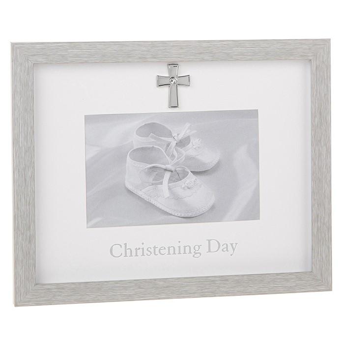 Modern Grey Christening Frame 6x4