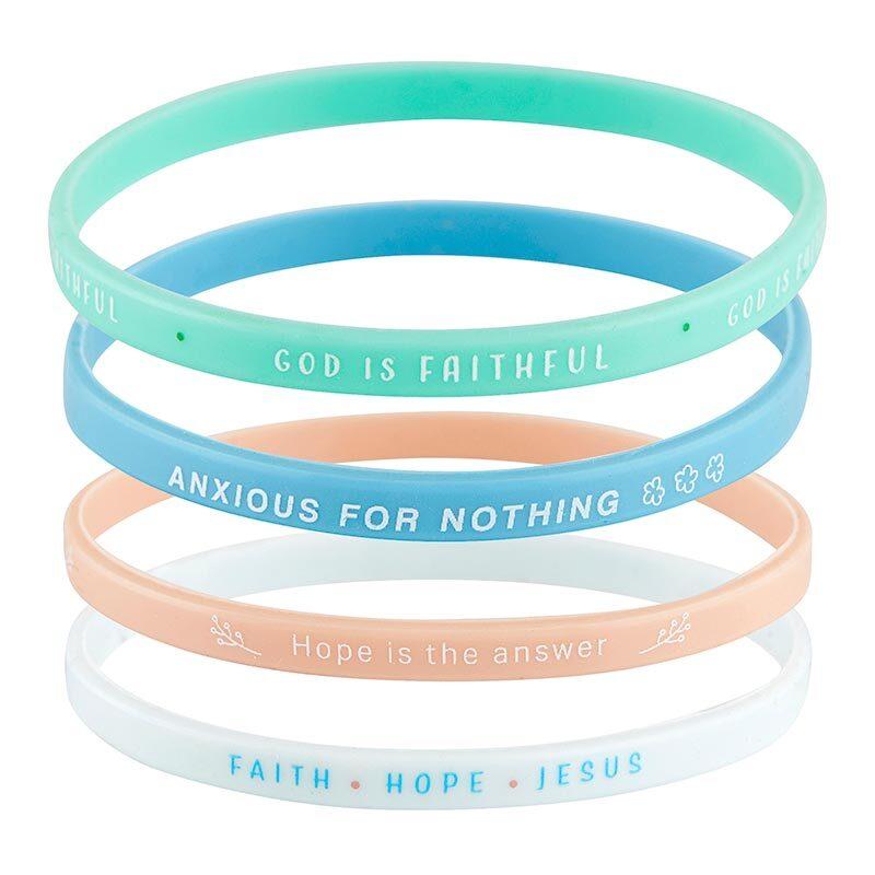 Silicone Bracelet - God Is Faithful - 4 Pack