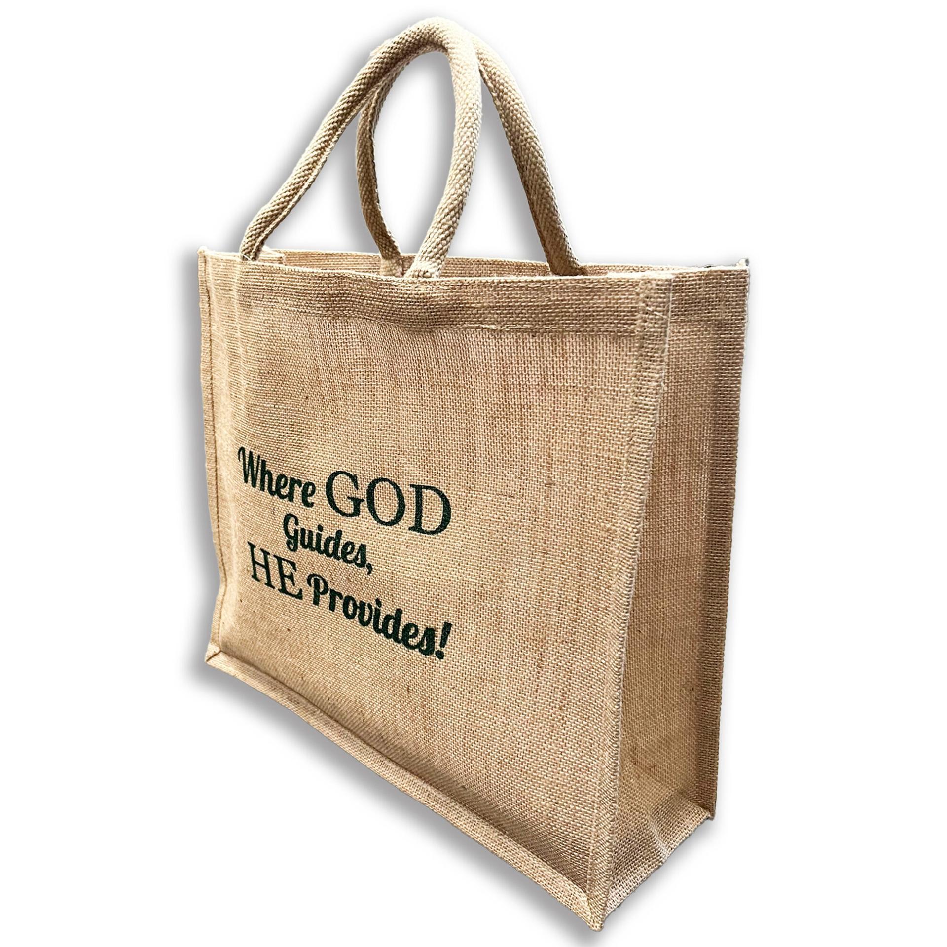 Where God Guides Jute Tote Bag