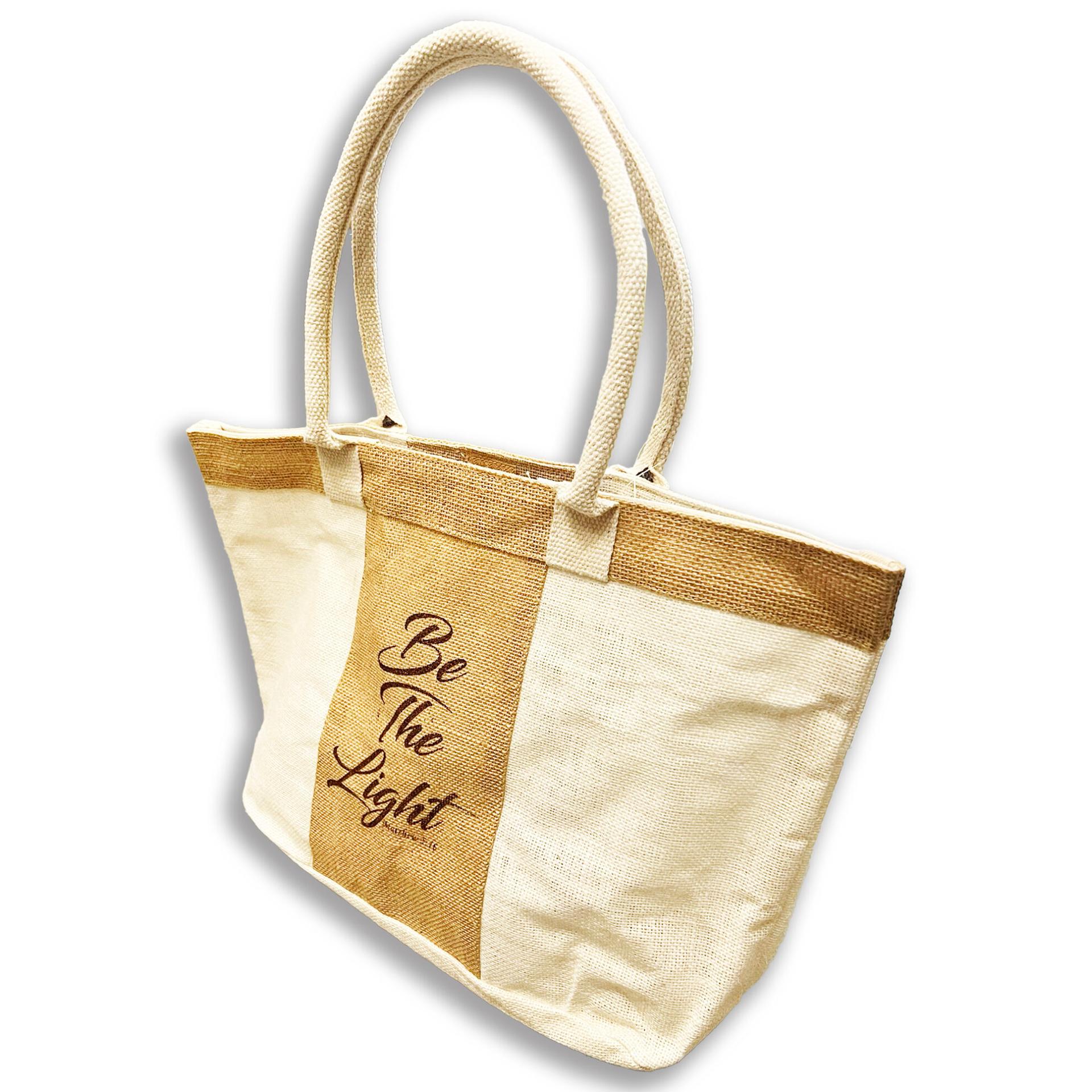 Be The Light Jute Tote Bag