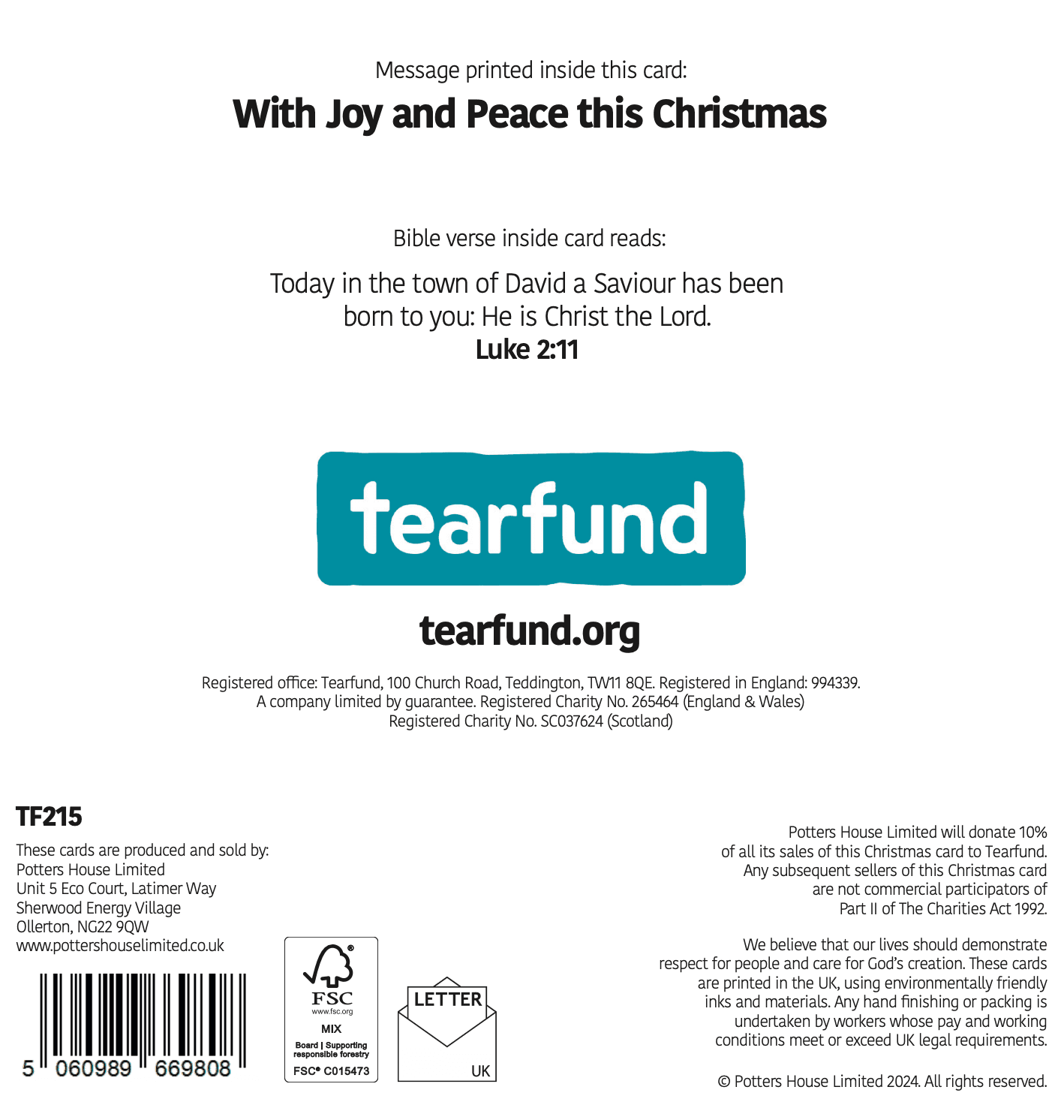 Tearfund - Flight Over Bethlehem (Pack of 10)