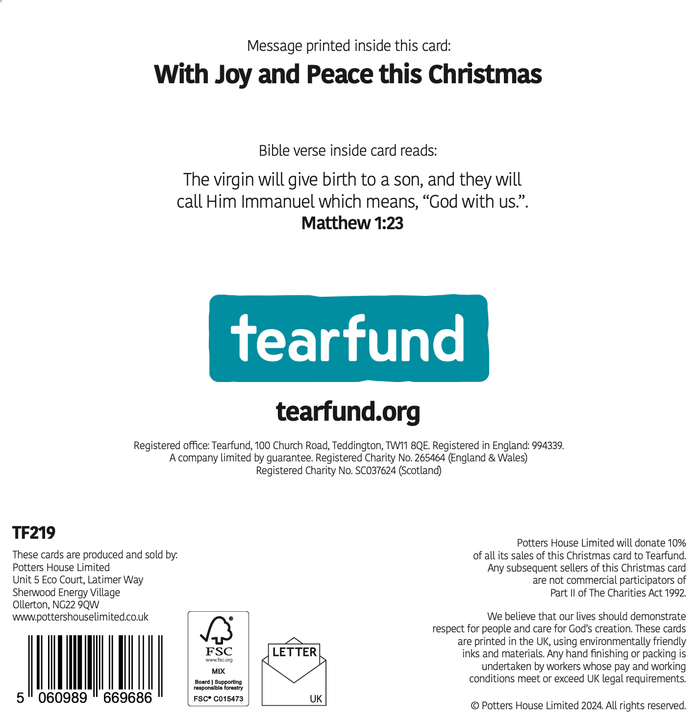 Tearfund - Madonna and Child (Pack of 10)