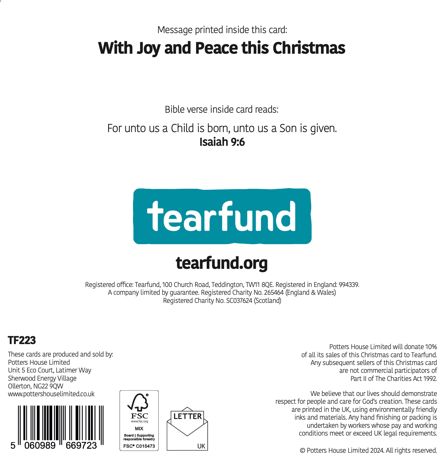 Tearfund - Noel Christmas Gifts (Pack of 10)