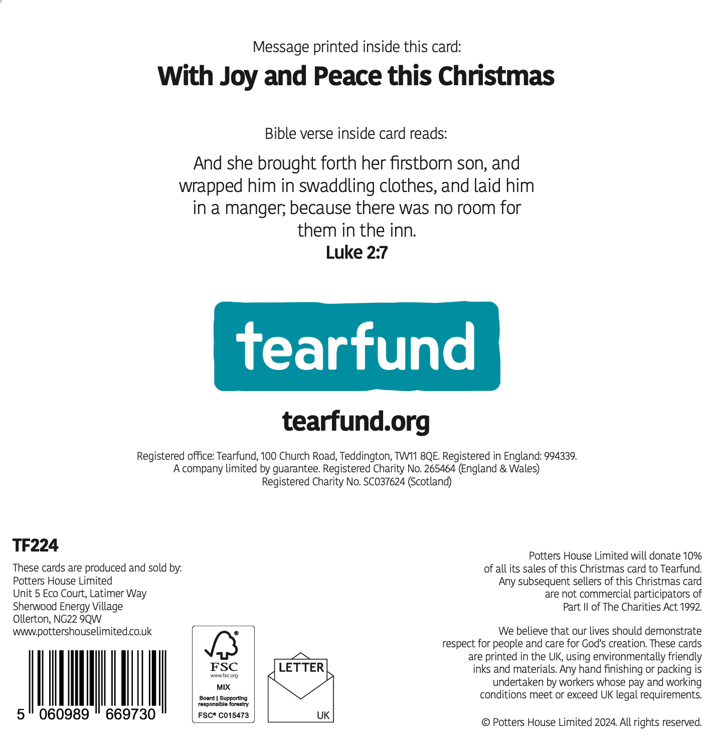 Tearfund - Christmas Baubles (Pack of 10)
