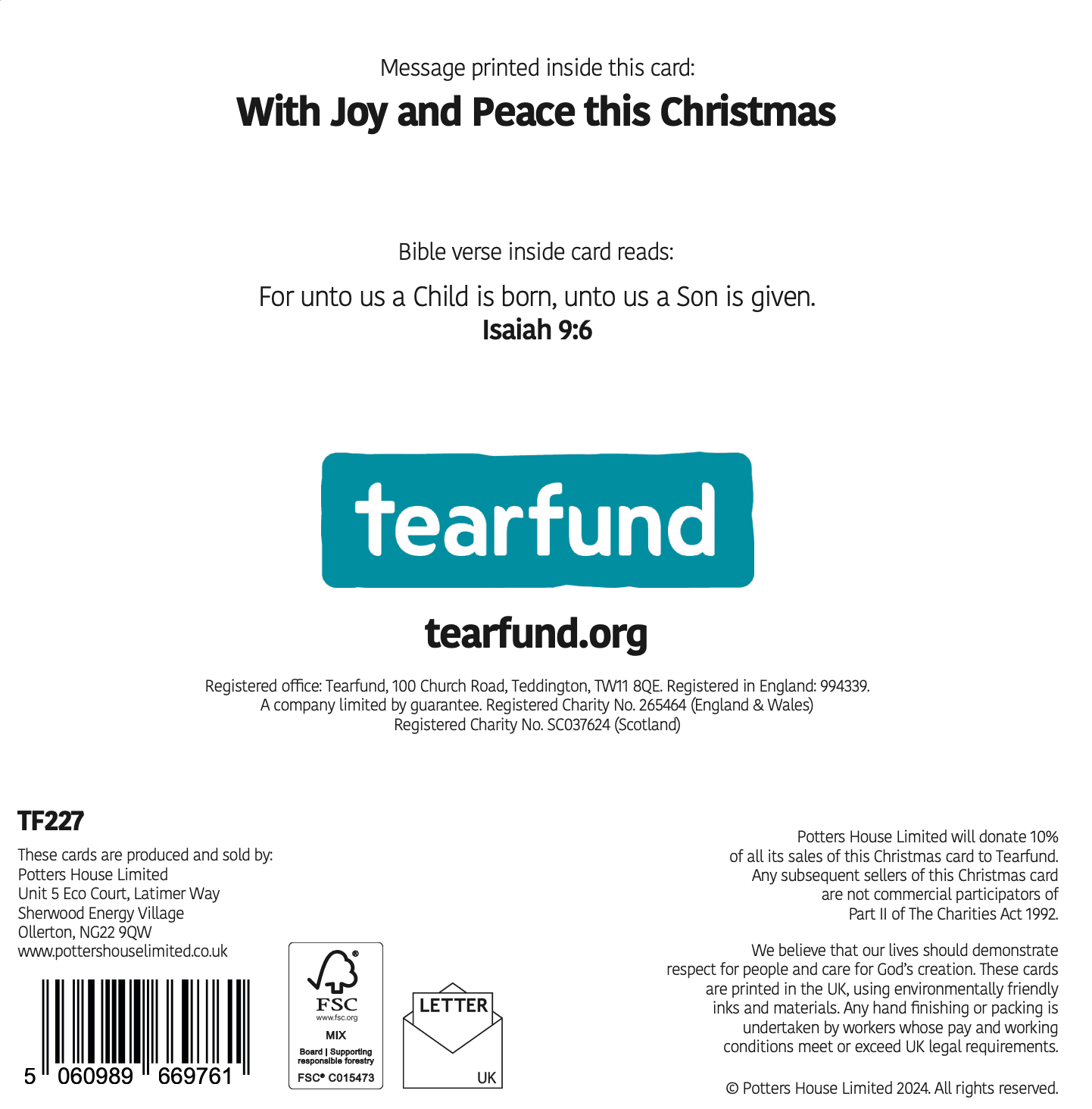Tearfund - Christmas Present (Pack of 10)