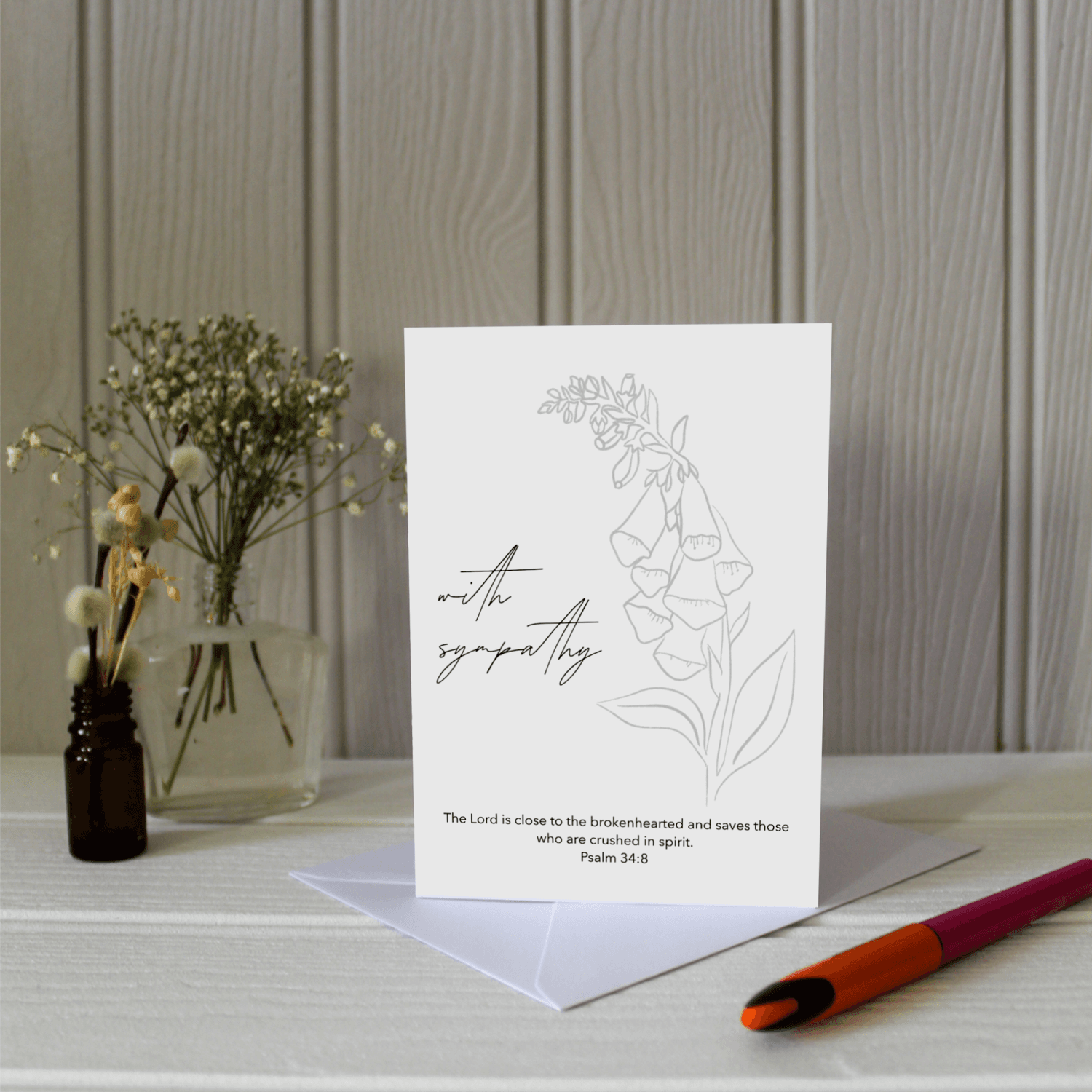 With Sympathy Psalm 34:8 Greetings Card