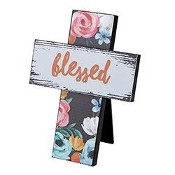 Tabletop Easel Cross - Blessed