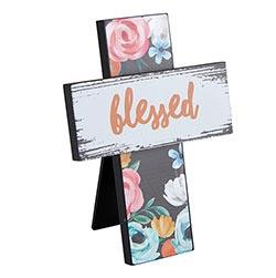 Tabletop Easel Cross - Blessed