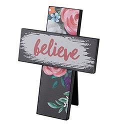 Tabletop Easel Cross - Believe