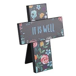 Tabletop Easel Cross - It Is Well
