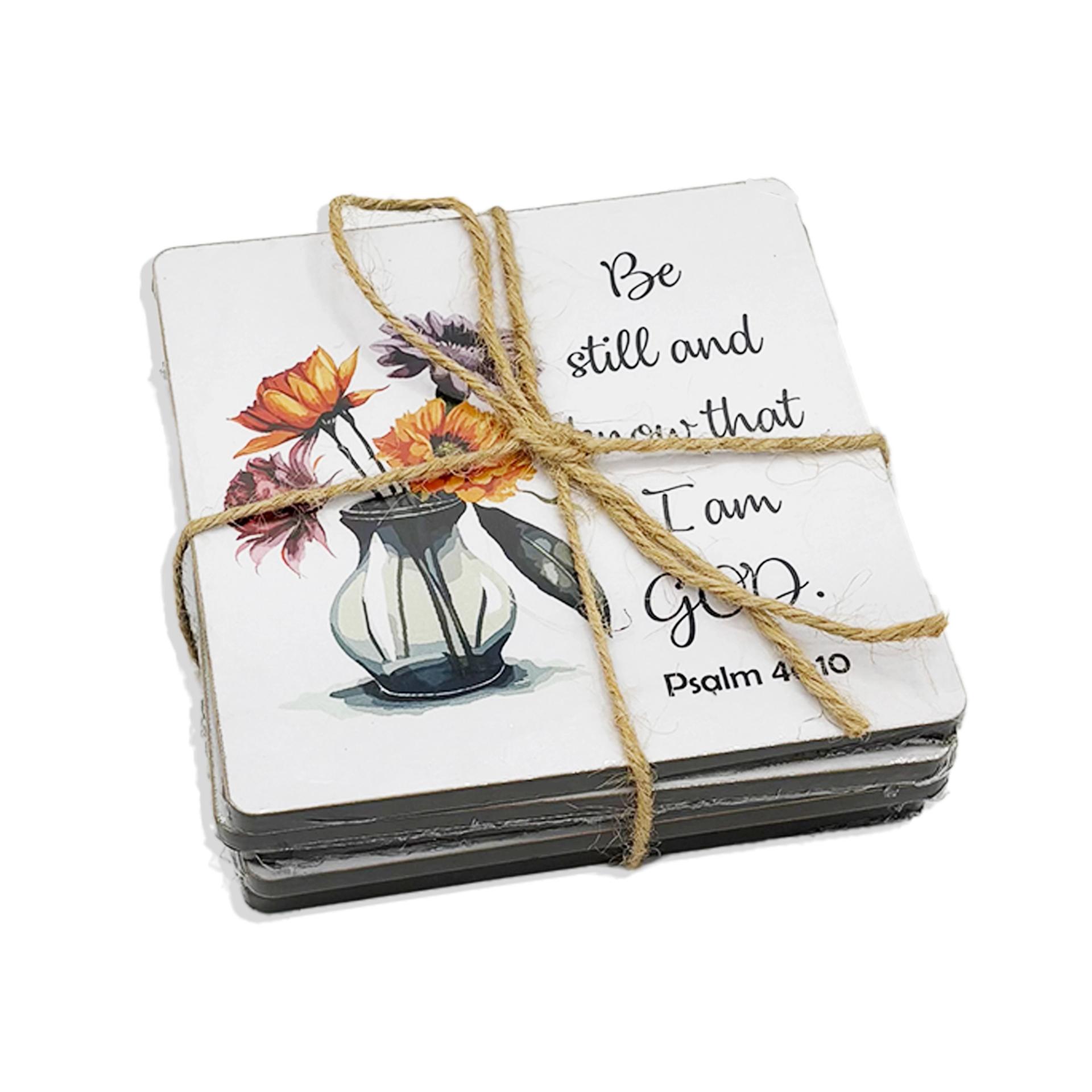 Set of 6 Coasters – “Be still and know that I am God” (Psalm 46:10)