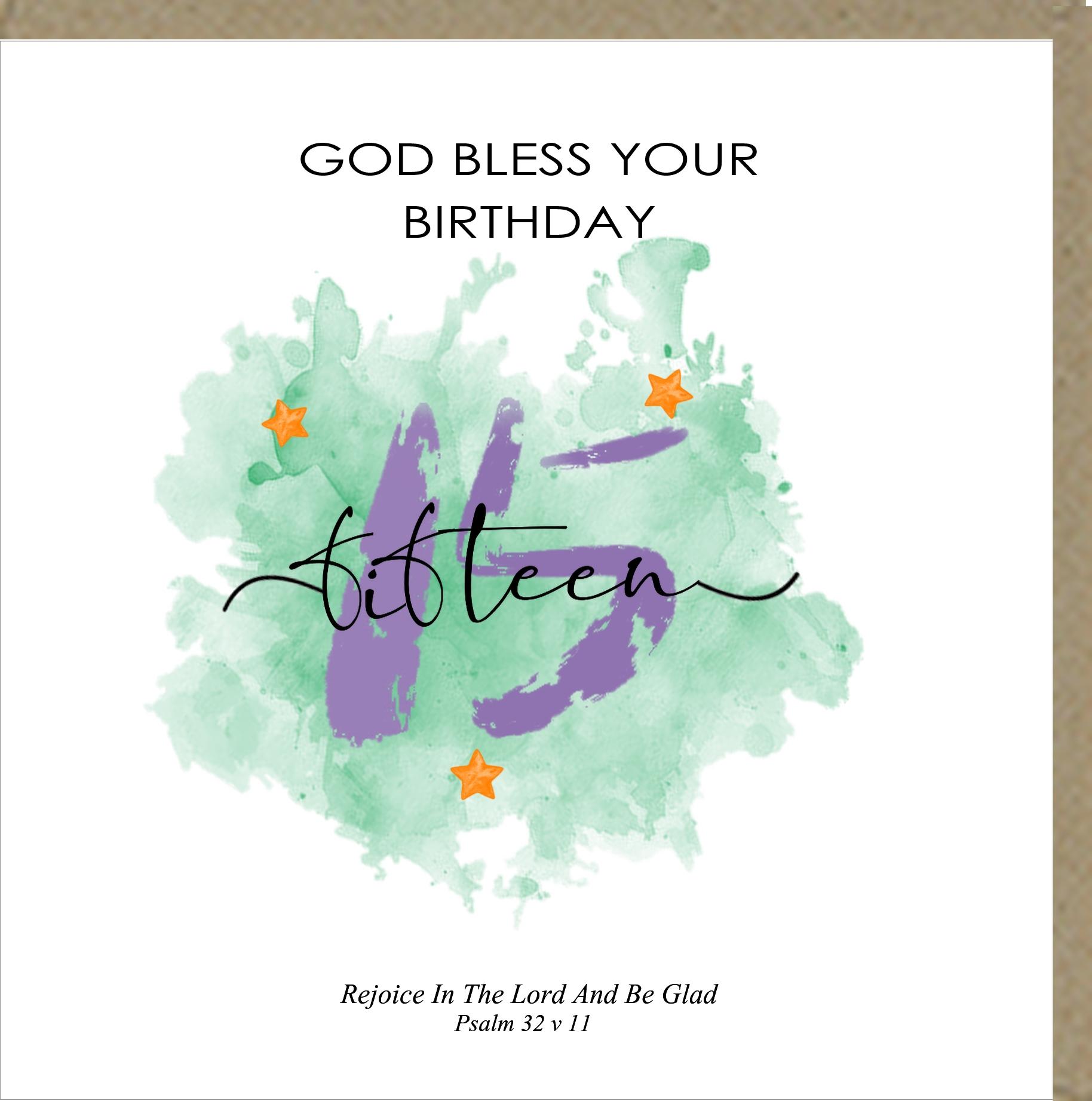 God Bless Your 15th Birthday Greetings Card