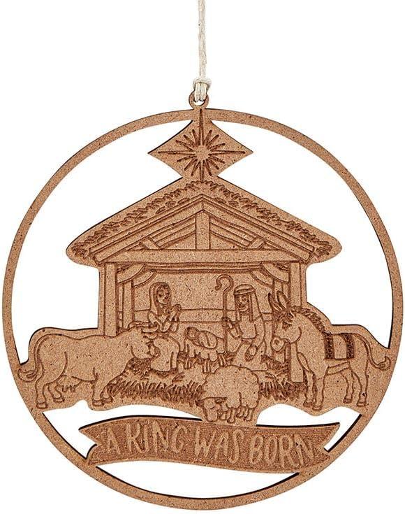 Laser Cut Wood Ornament - A King Was Born