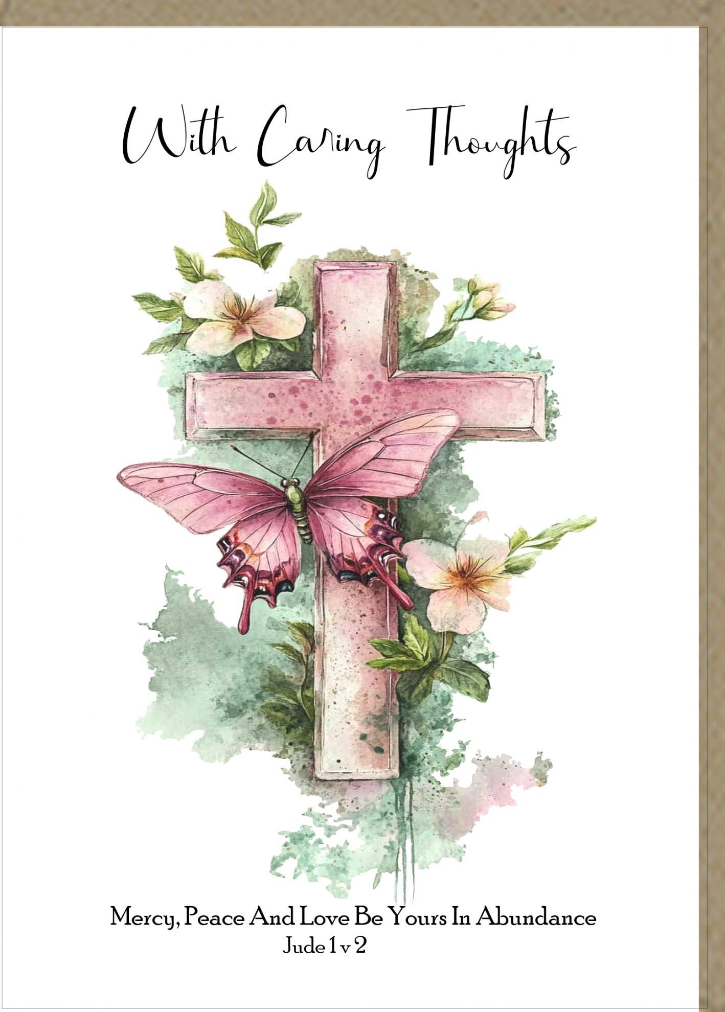 With Caring Thoughts Greeting Cards